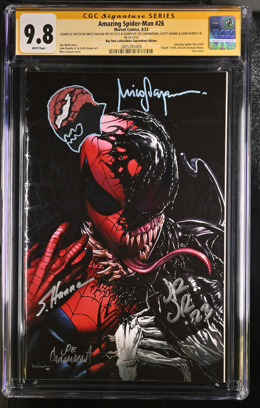 CGC 9.8 - Amazing Spider-Man #26 FOIL (Signed and Remarqued by Mico Suayan + 3x SS)